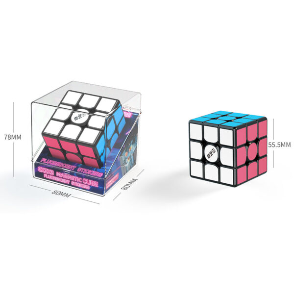 QY Fluorescent Sticker Magnetic 3x3 Cube